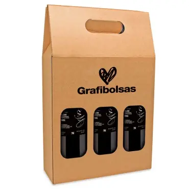 Caja de cartón para 3 botellas de vino personalizadas