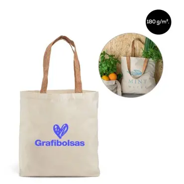 Bolsas de100% algodón 180 g/m² con asas de corcho