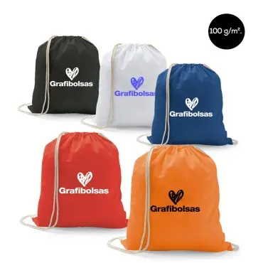 Mochilas de cuerdas en algodón de colores 100 g/m²